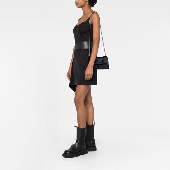 Vintage Beaded Silver Chain Strap Magnetic Closure Mini Shoulder Bag Clutch - Picture 1 of 12